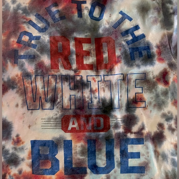 Patriotic Red/White/Blue Tie Dye Crew Tee Top - Picture 4 of 5